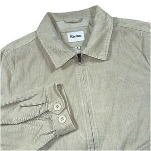 Rhythm Men's Corduroy Basic Trucker Jacket Medium Beige Huckberry Full Zip